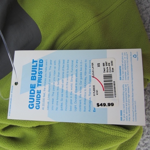 Eddie Bauer First Ascent Fleece Jacket‎ Men's XS Cloud Layer  KIWI Outdoor Comfy - Picture 9 of 16